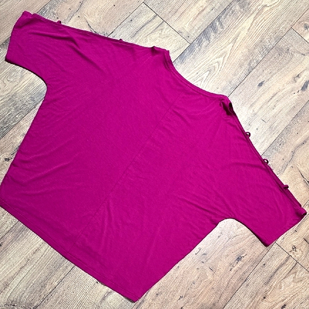 Tahari Pink Boxy Relaxed Short Sleeve Tee NWOT - Picture 3 of 7